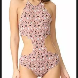 Marysia Cut Out Scalloped Maillot High Neck Swimsu